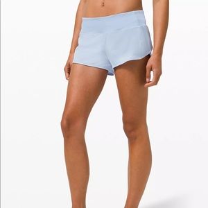 Light blue lululemon speed up shorts 2.5”